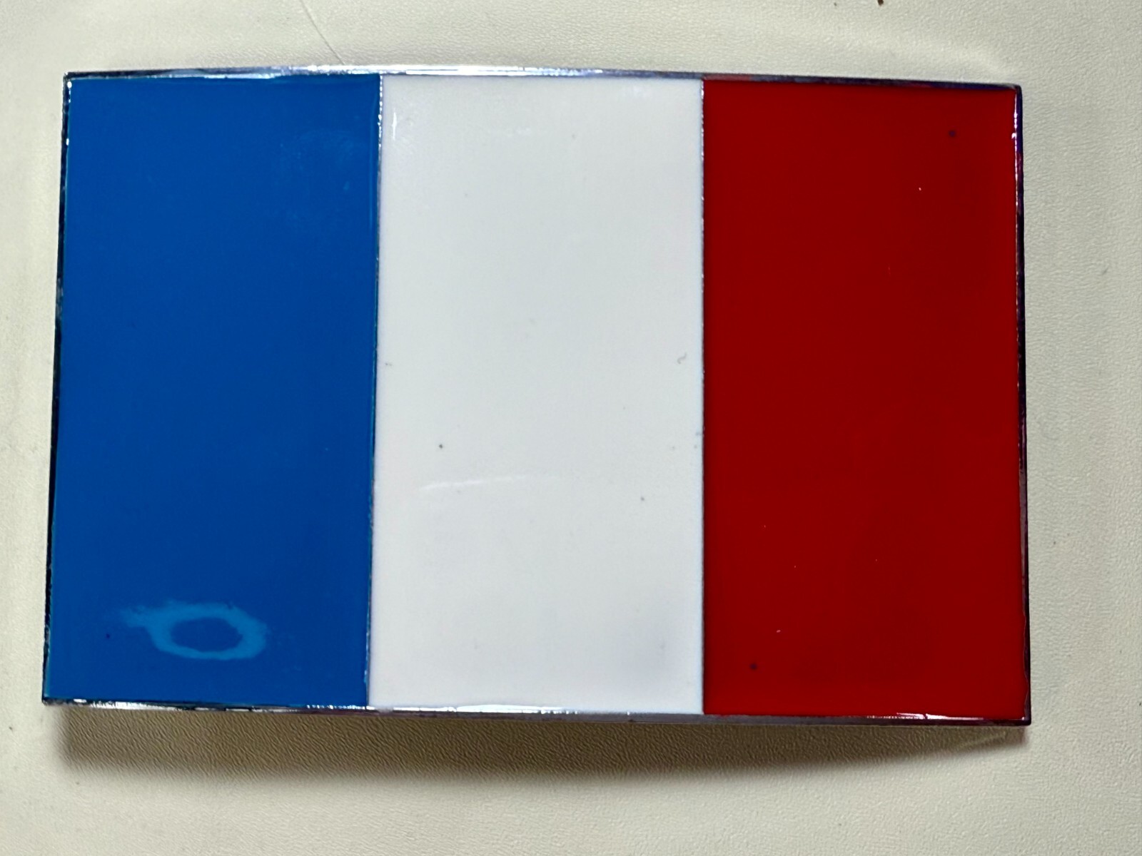 Flag of France French Country Blue White Red Enamel Patriotic Belt Buckle