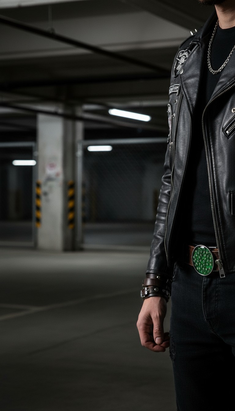 New Men Women Silver Metal Belt Buckle Skulls Biker Western Fashion Green Color