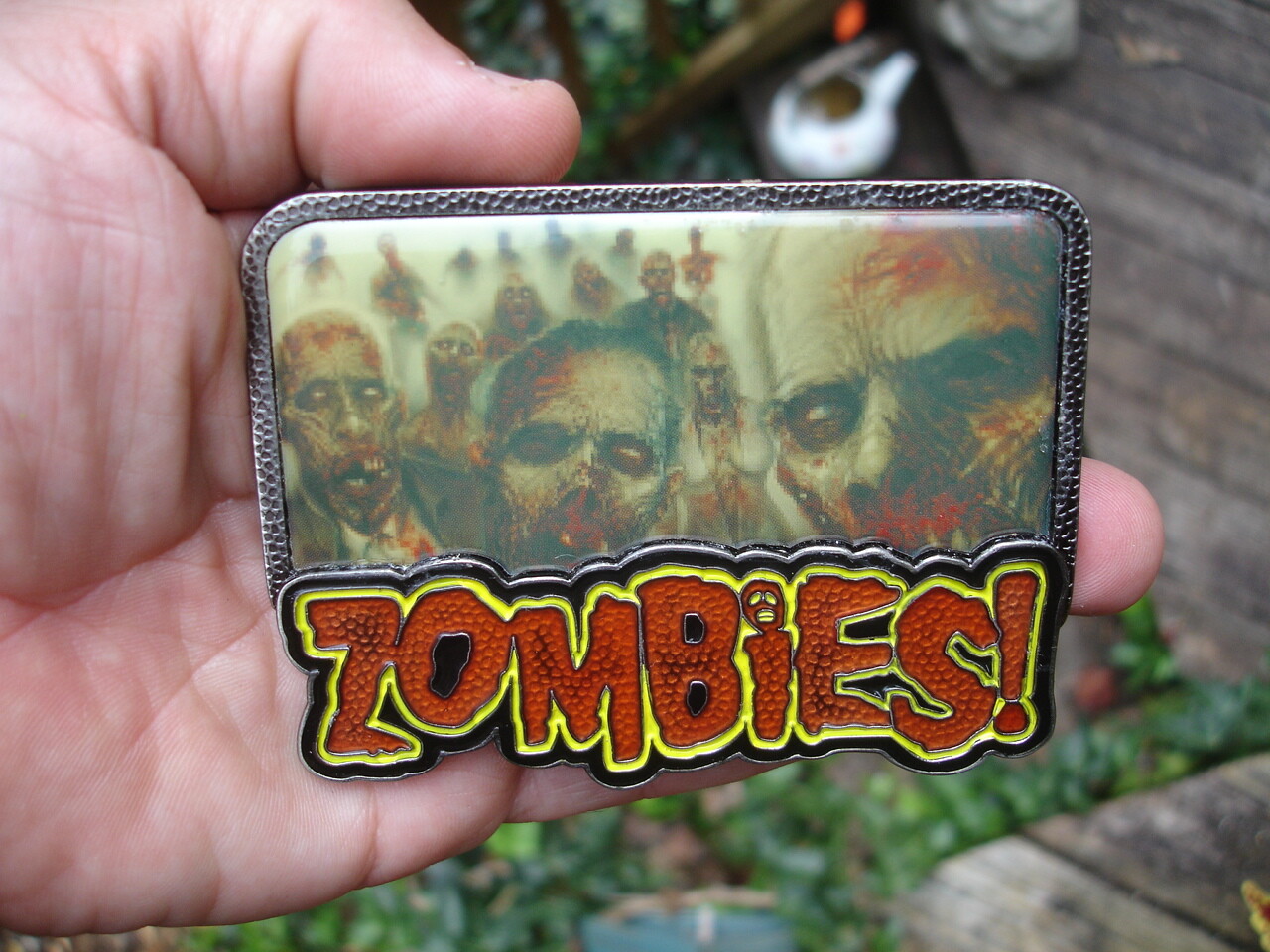 ZOMBIES walking dead glossy faces w dental teeth needs BELT BUCKLE Zomby Zombie