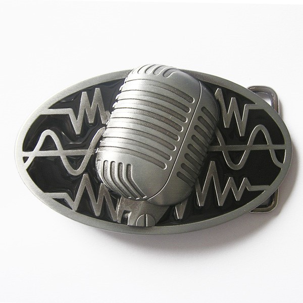 NEW RADIO MICROPHONE BLACK MUSIC CLASICC BELT BUCKLE