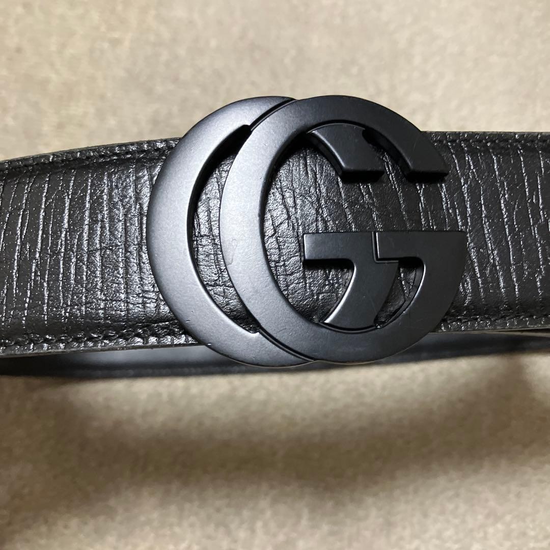 GUCCI Pre-Owned Belt Logo Mark Black Men&rsquo;S Leather