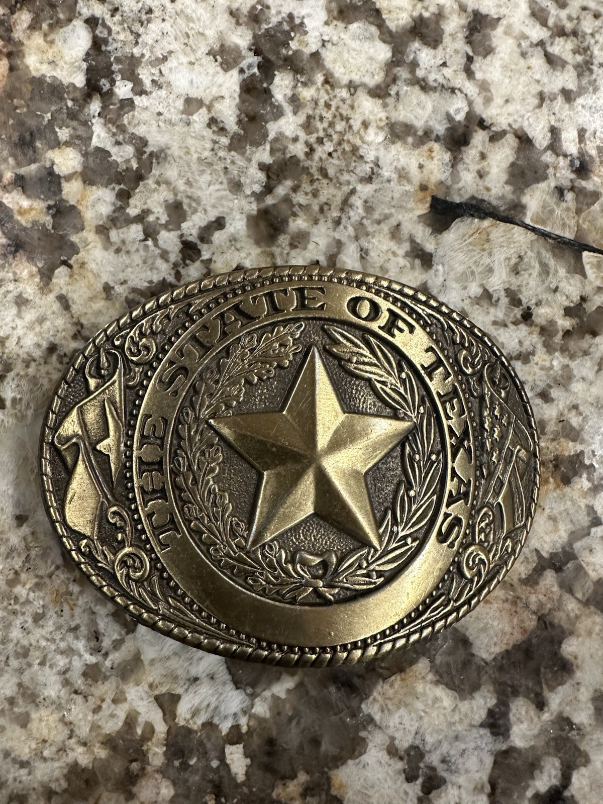 The State of Texas Star Belt Buckle, Brass, Never Worn