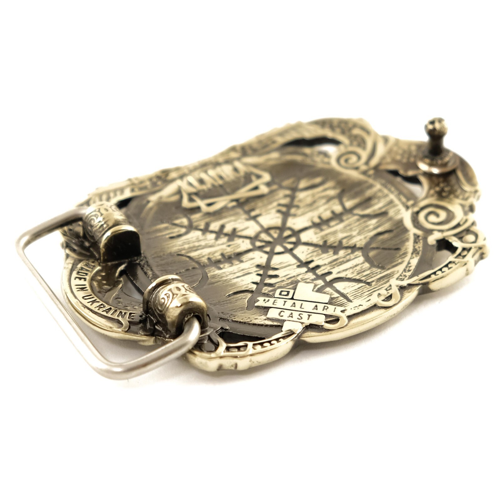 Helm of Awe german silver belt buckle, Viking Helm of Terror Scandinavian Pagan