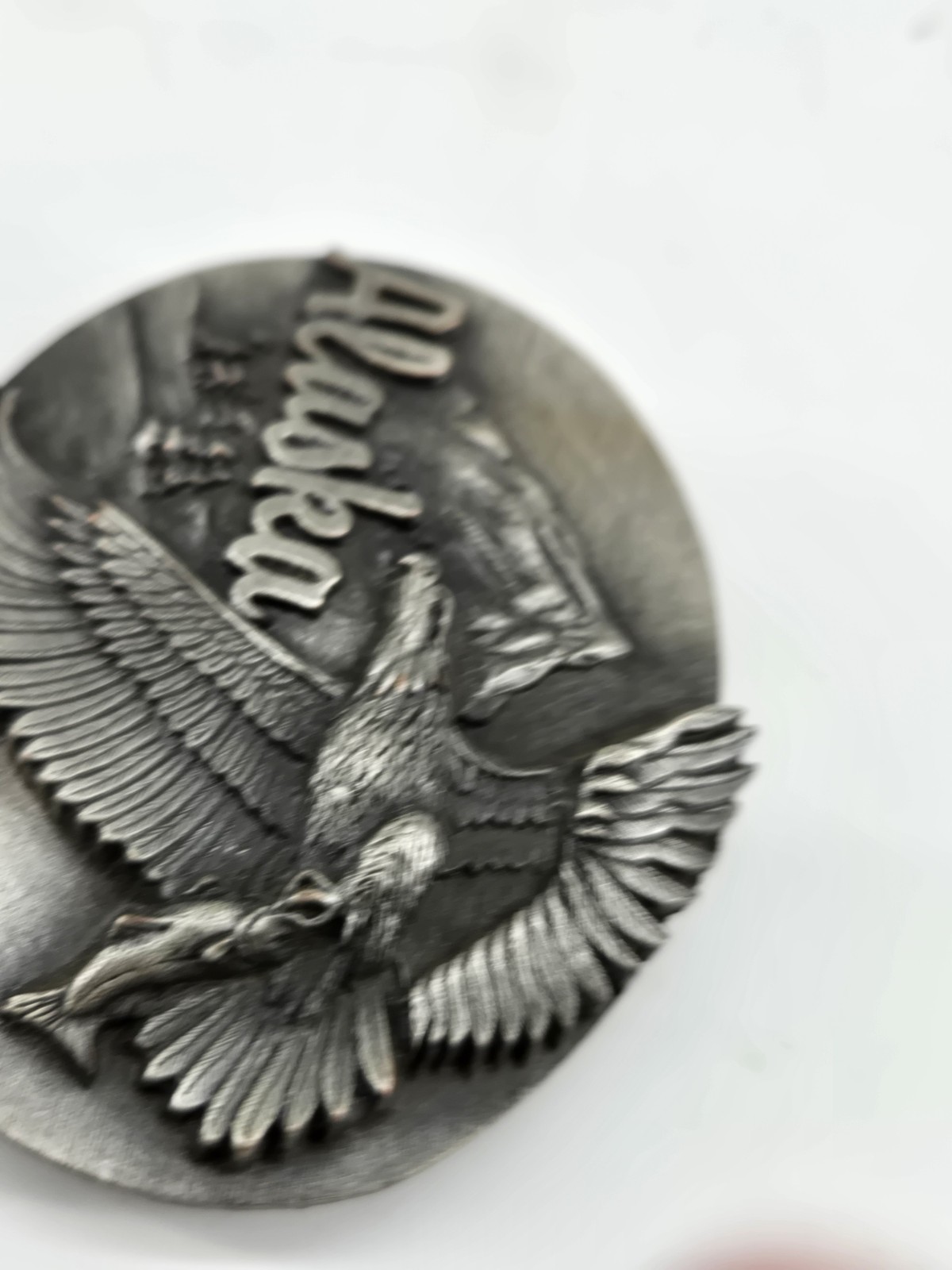 Vintage Alaska Bald Eagle Pewter Belt Buckle Siskiyou Buckle Co Americana 1990
