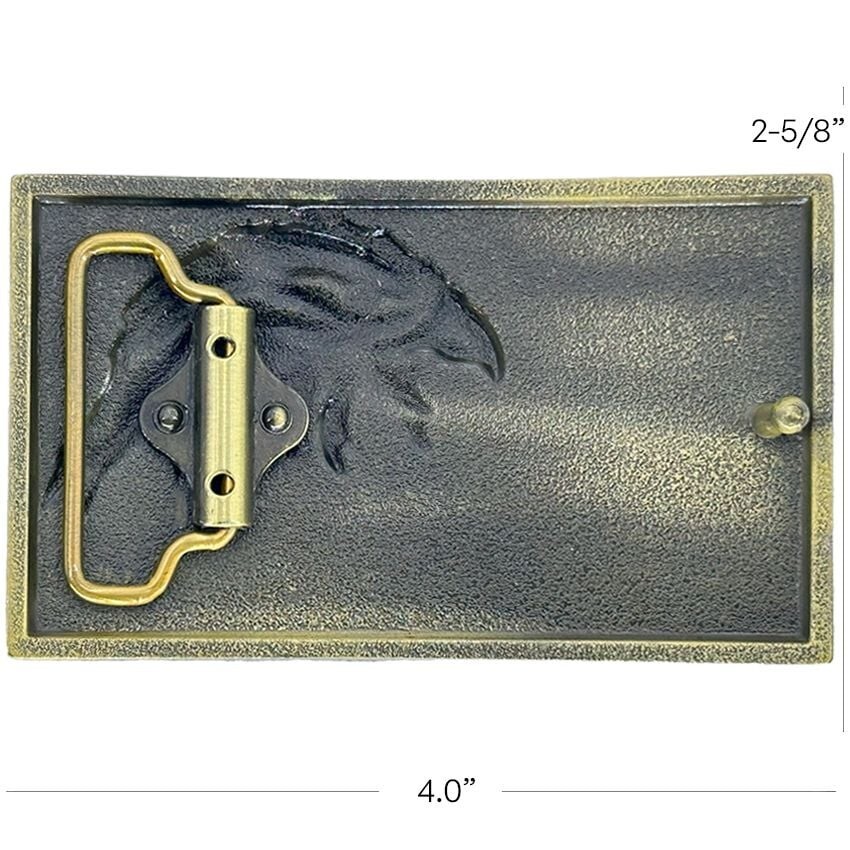 Bronze God Bless America Belt Buckle USA Flag and Eagle Patriotic Buckle