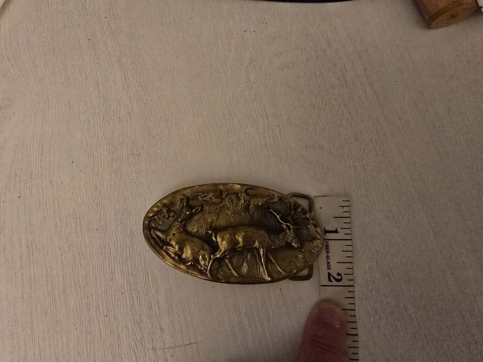 Vintage 1970&rsquo;s Adezy Doe & Buck Forest Scene Bronze Belt Buckle Copyright Adezy