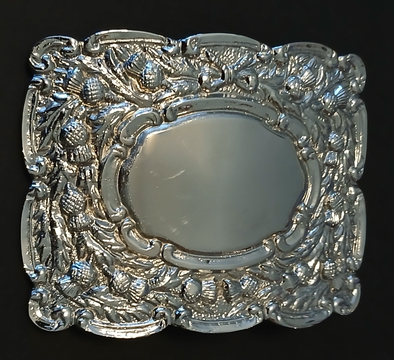 Silver Thistle Belt Buckle, 2.5&Prime; × 5&Prime;, good condition