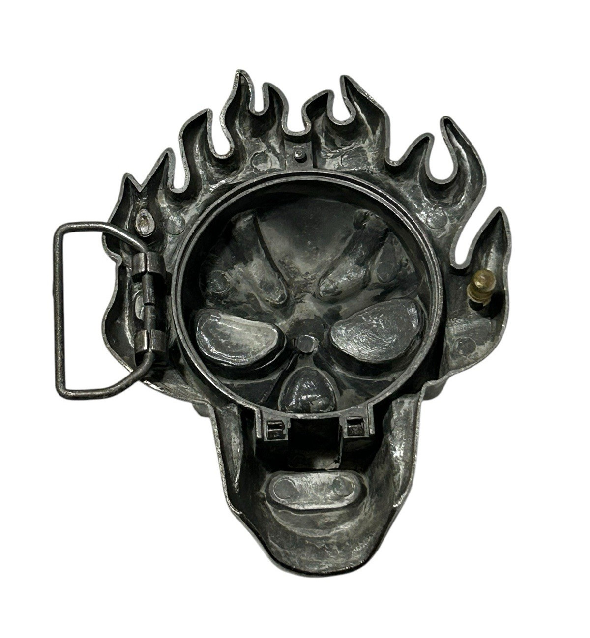 Skull Flaming Belt Buckle Fire Tattoo Goth Tribal Large Skeleton Scary Novelty