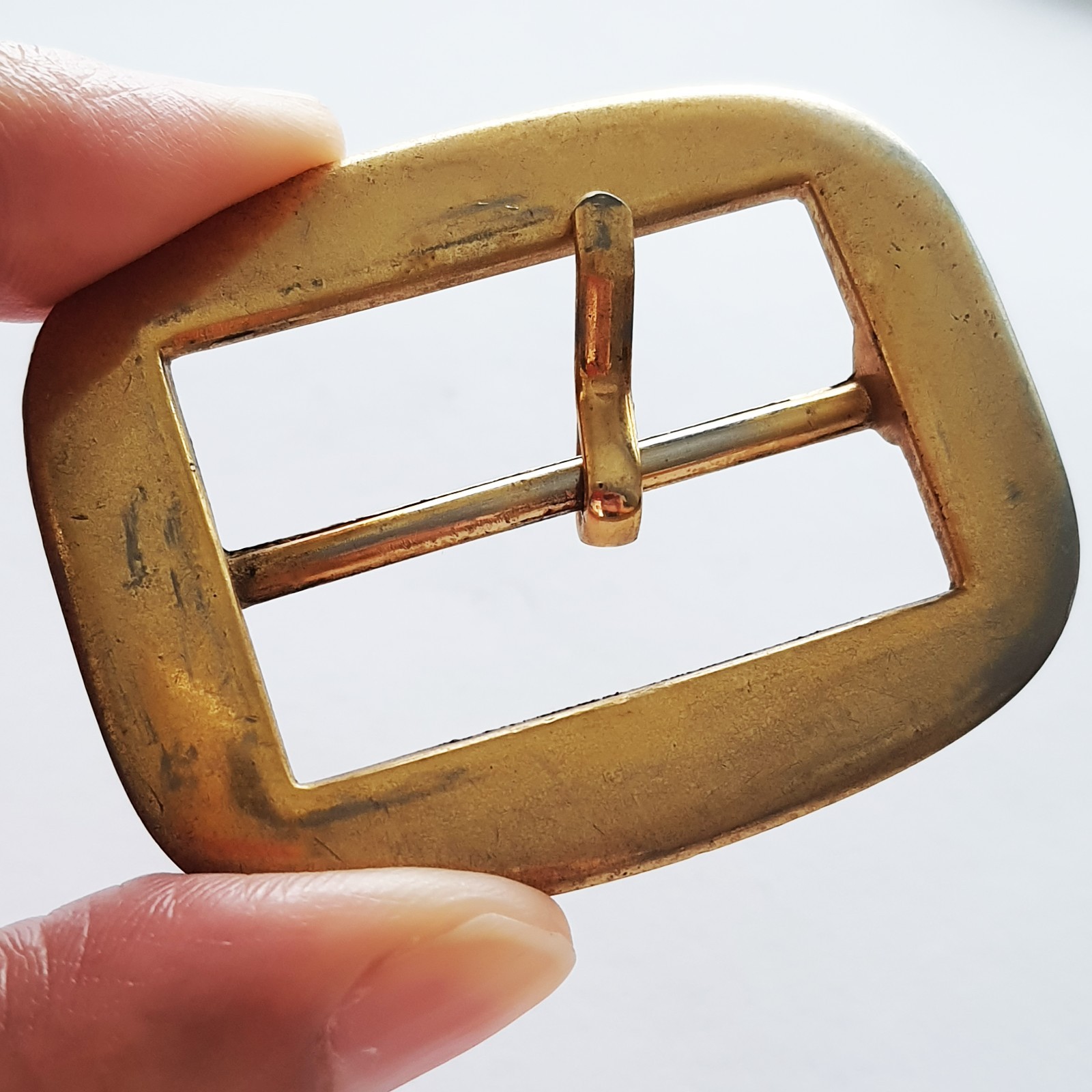 Vintage Gold-Tone Belt Buckle 40mm Pin Rectangle Shape School Uniform Hardware