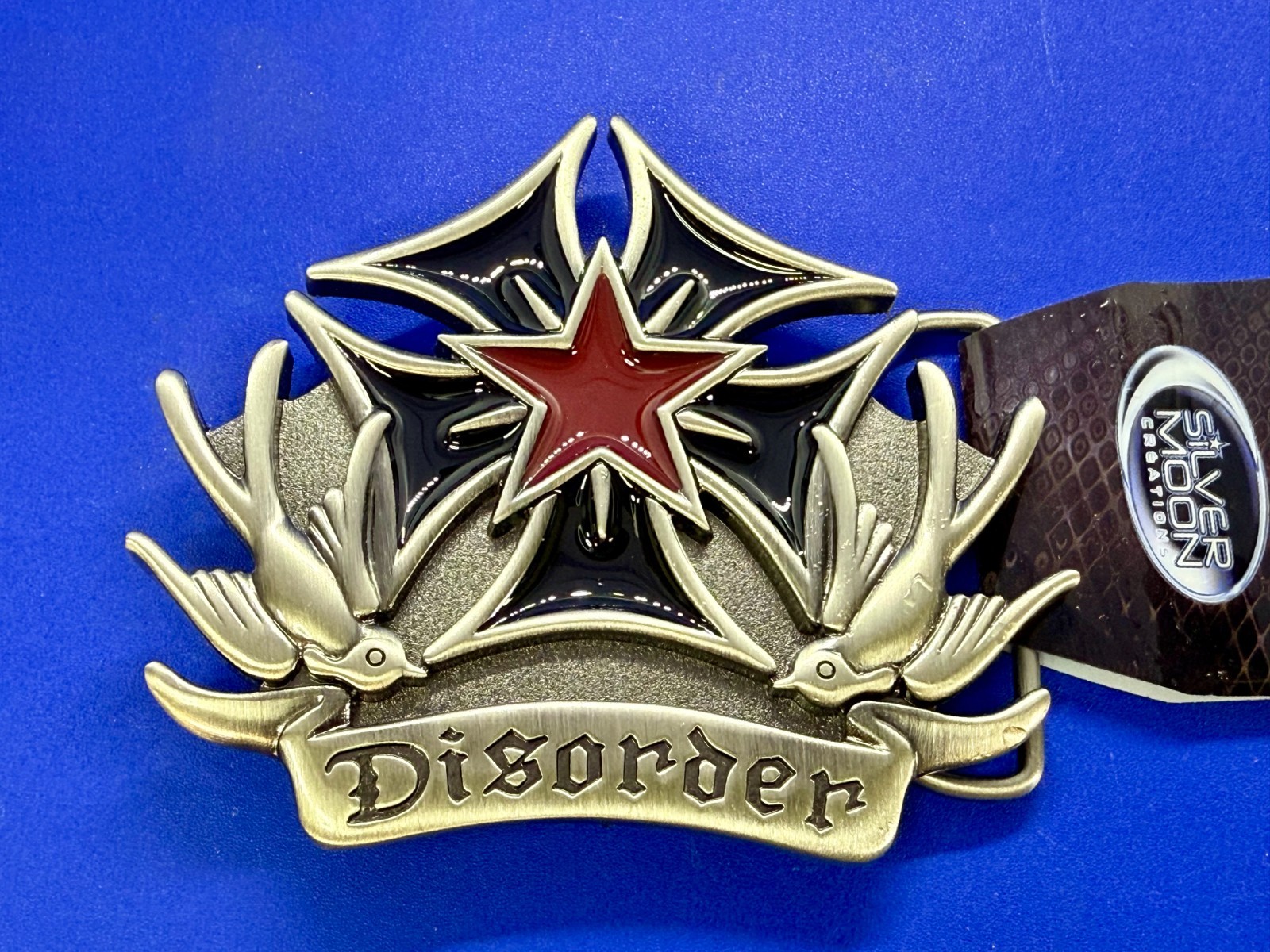Disorder Iron Maltese Cross Doves NOS Silver Moon Creations Belt Buckle