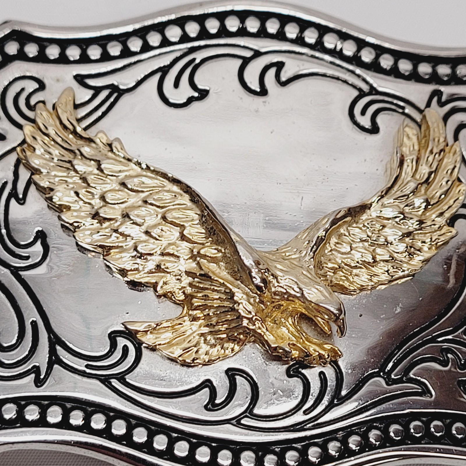 Soaring American Eagle Western Belt Buckle Silver Gold Tone Made in USA 3.5 x2.5