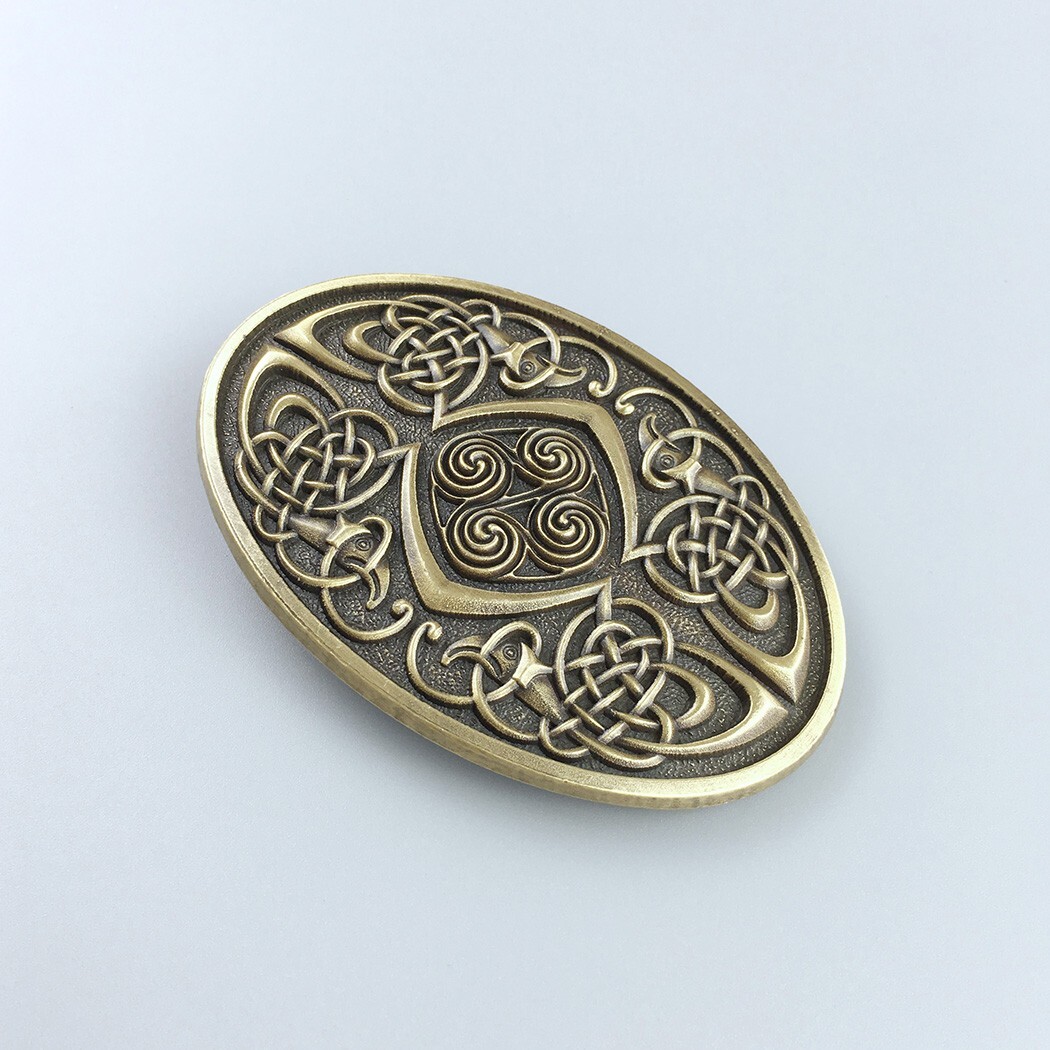 Vintage Bronze Plated Celtic Legend Phoenix Oval Belt Buckle Boucle de ceinture