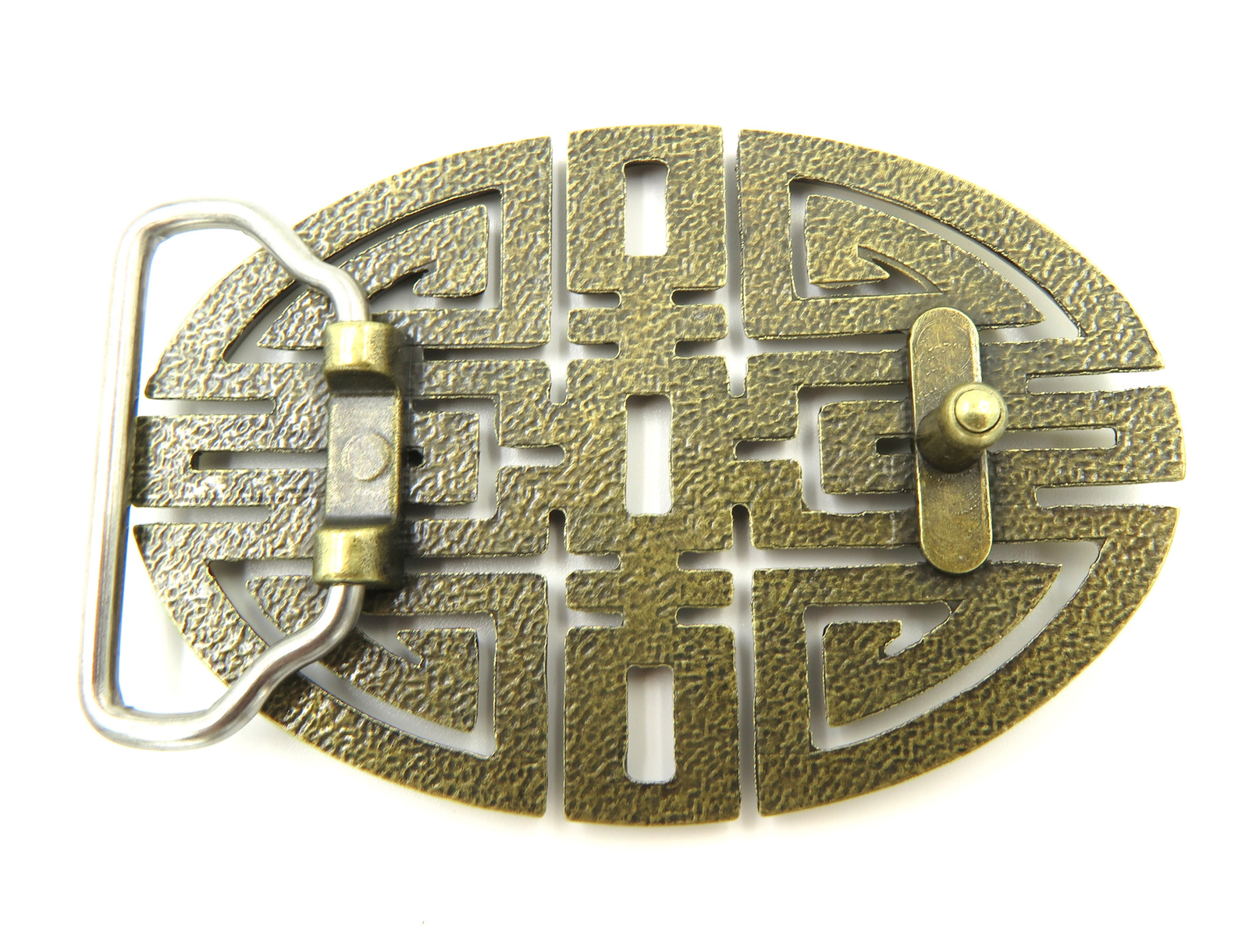 Traditional Chinese Lucky Knot Bronze Metal Belt Buckle