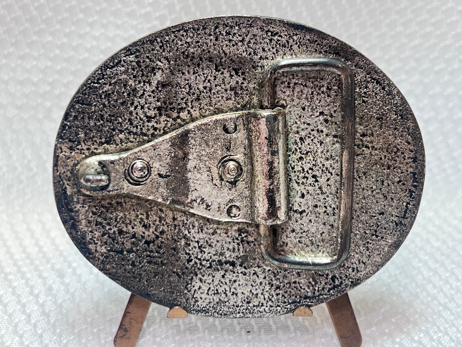 VTG Turquoise Belt Buckle Red Color Stones South Western Country Style Oval