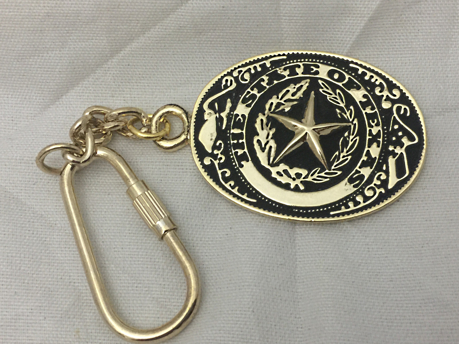 3 piece set Texas Seal Set: Belt Buckle, Bolo and Key Ring (Gold)