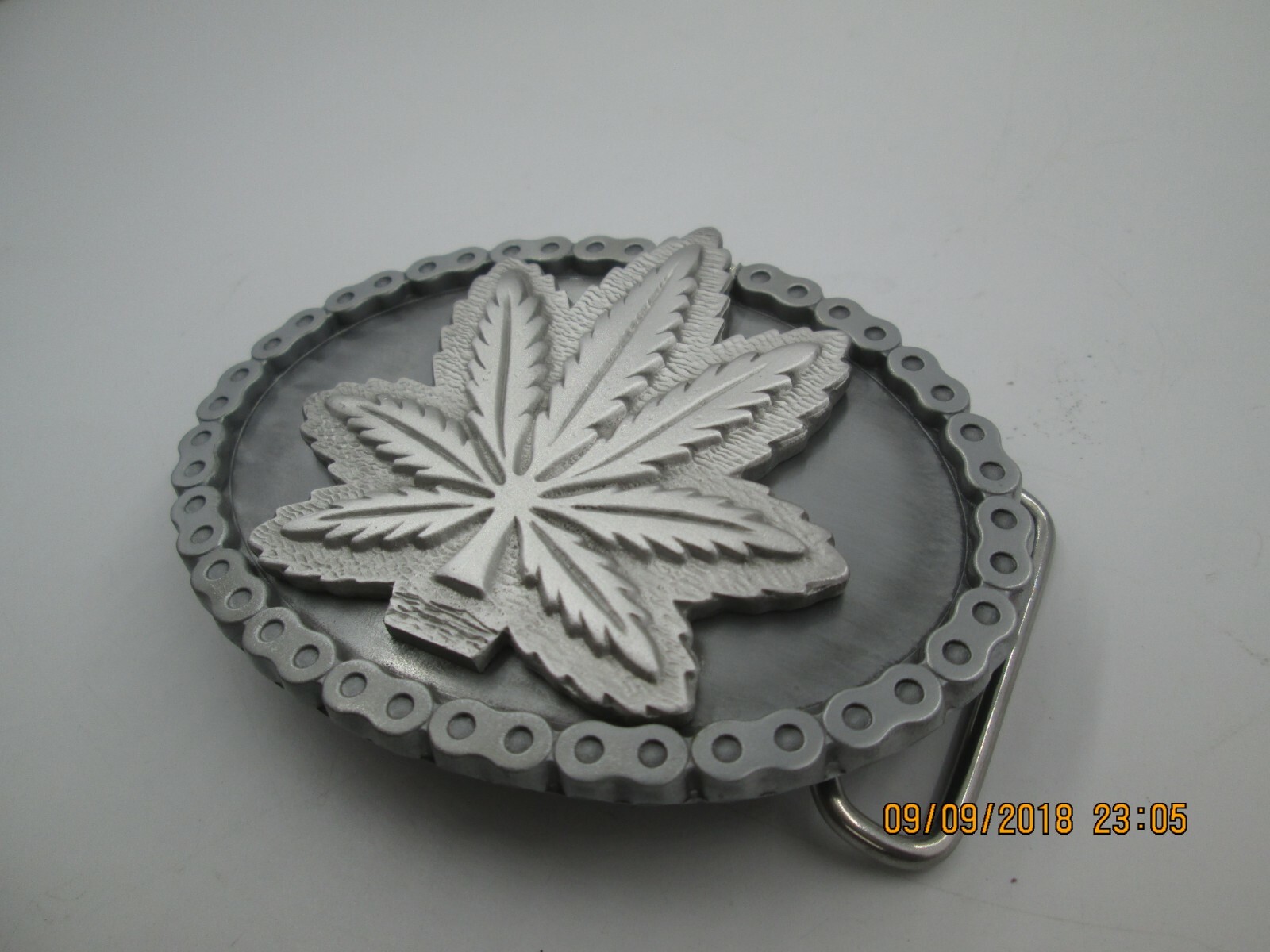 weed marijuana pot ganja leaf 420 biker belt buckle