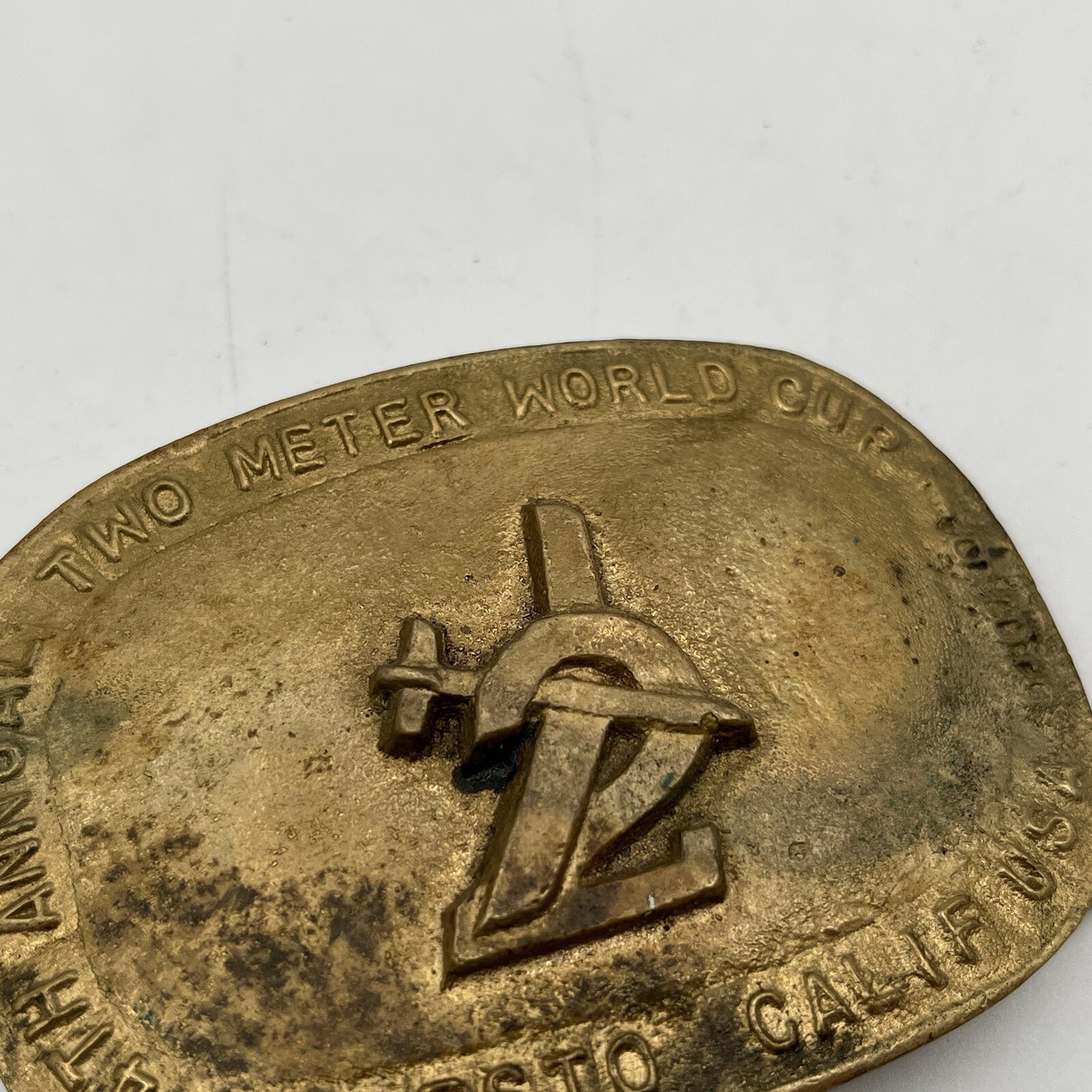 Cast Brass RC Plane Two Meter World Tour Modesto CA Aviation Belt Buckle LE #4