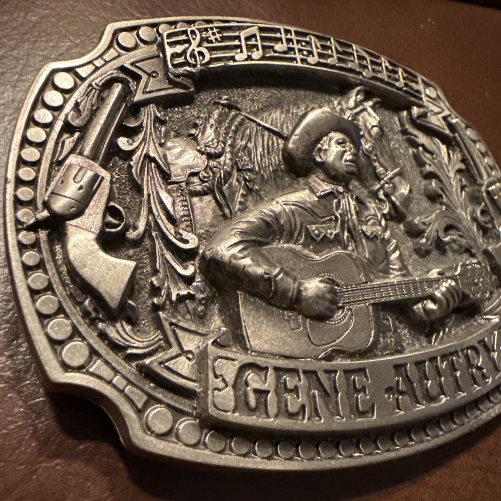 vintage GENE AUTRY belt buckle COUNTRY MUSIC heavy pewter WESTERN cowboy