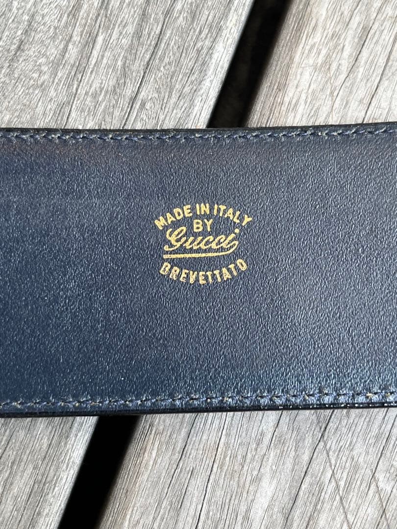 GUCCI Pre-Owned Leather Belt Men&rsquo;S Double Dark Navy 85 Made In