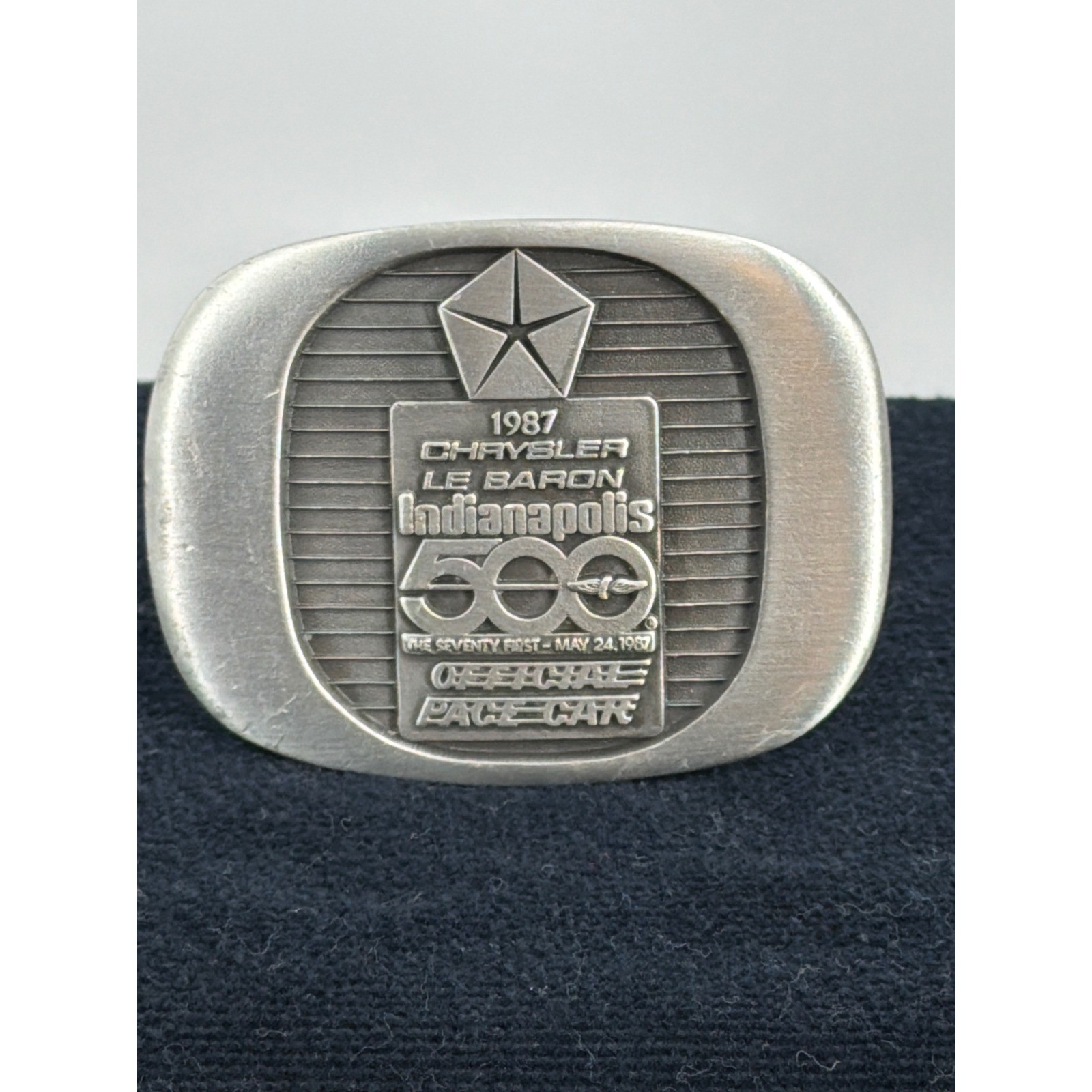 1987 Chrysler LeBaron Indy 500 Official Pace Car Pewter Belt Buckle 62/500
