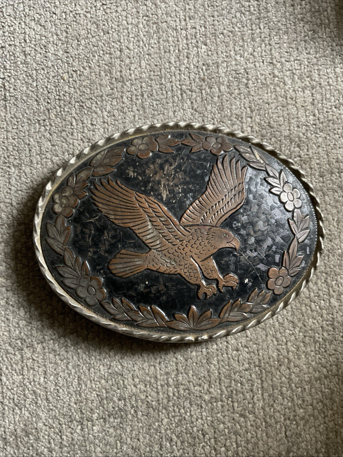 American Bald Eagle Belt Buckle W Made In USA Vtg See Pics Bird Of Prey
