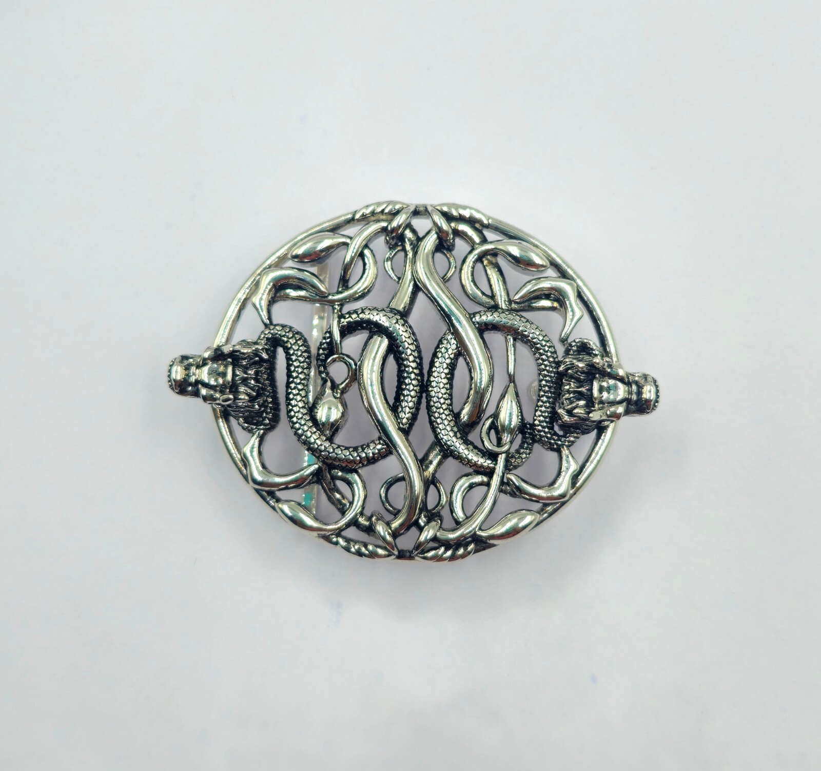Stunning Vintage Dragon Design In 935 Argentium Silver Men&rsquo;s Biker Belt Buckle