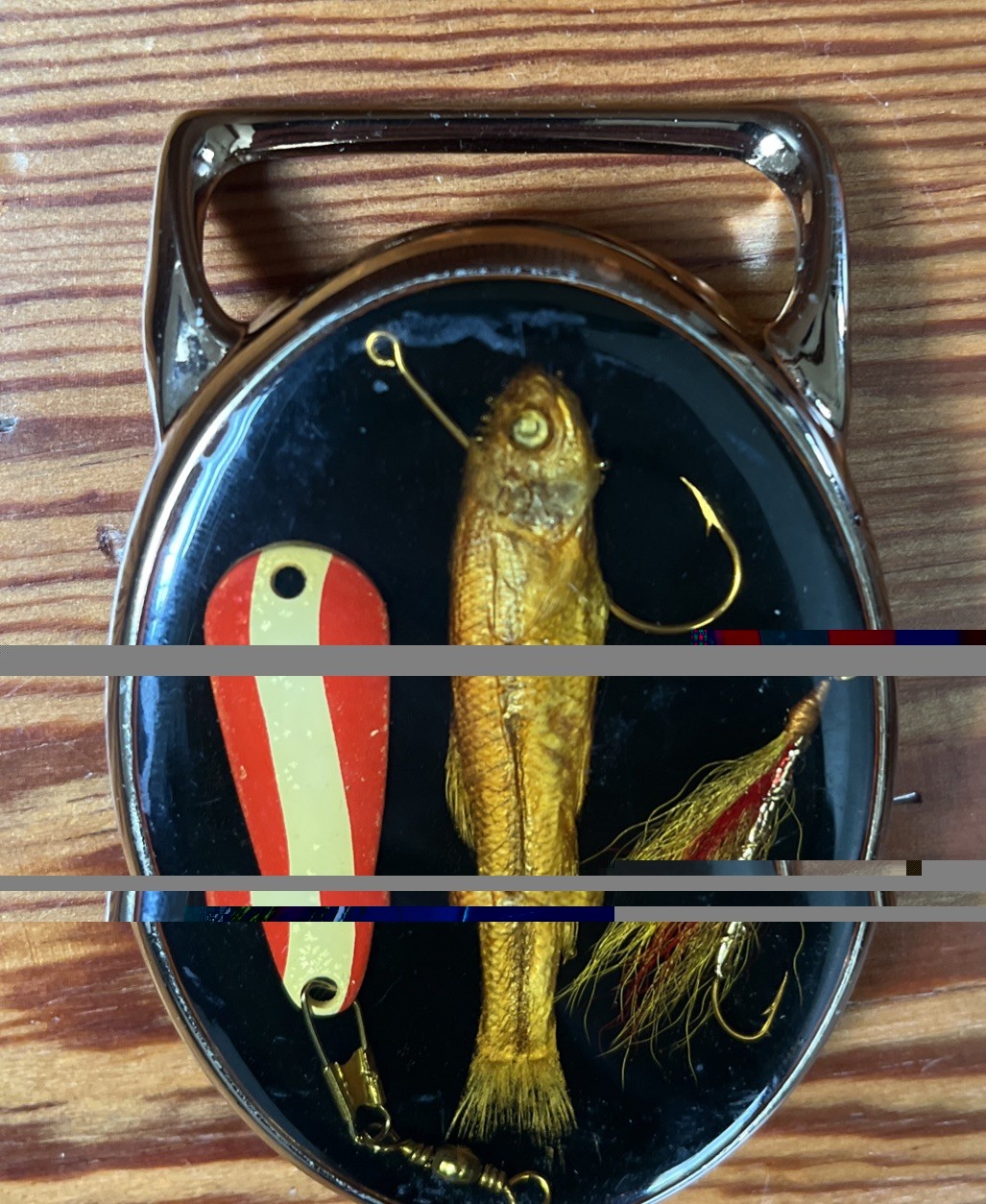Von West USA Vintage Gold Fishing Lure Belt Buckle Mens Fly Fisherman
