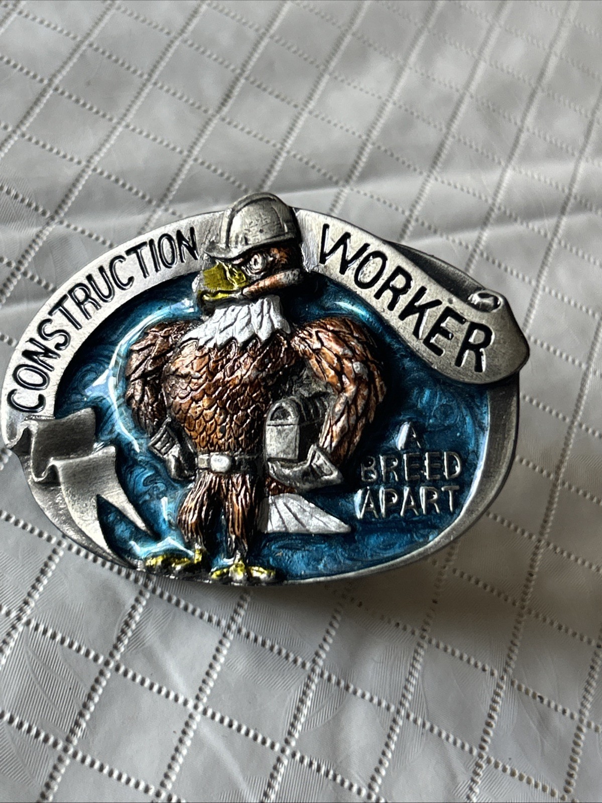 American Construction Worker Heavy Numbered Belt Buckle 1988 USA Eagle