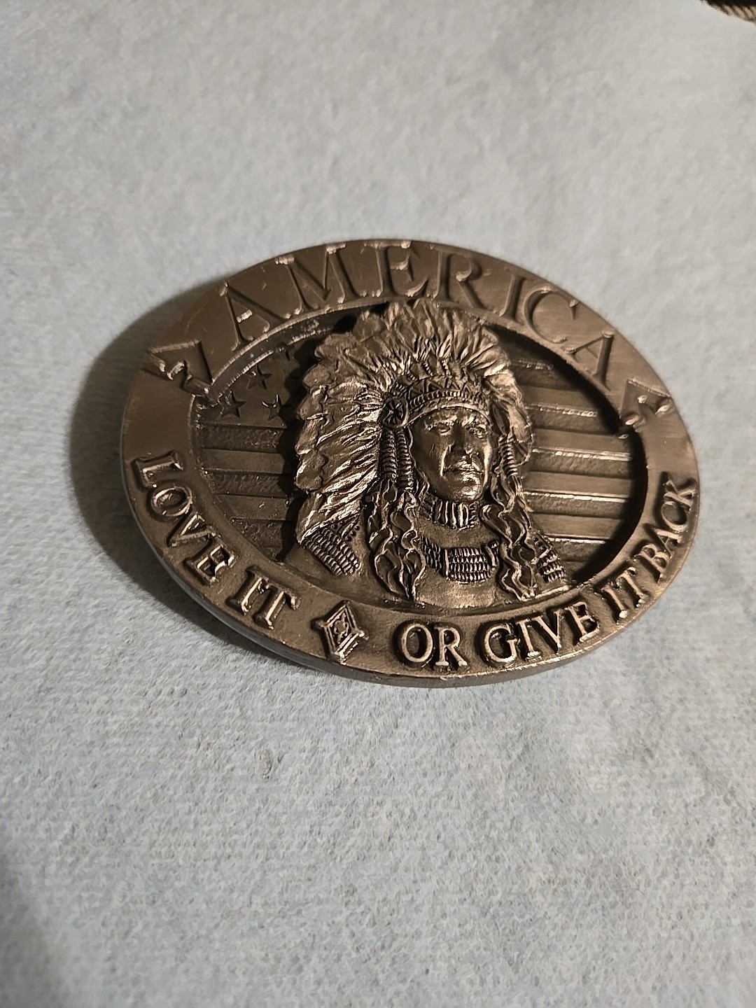 Vintage Buckles Of America Pewter Belt Buckle « America Love It or Give it Back »