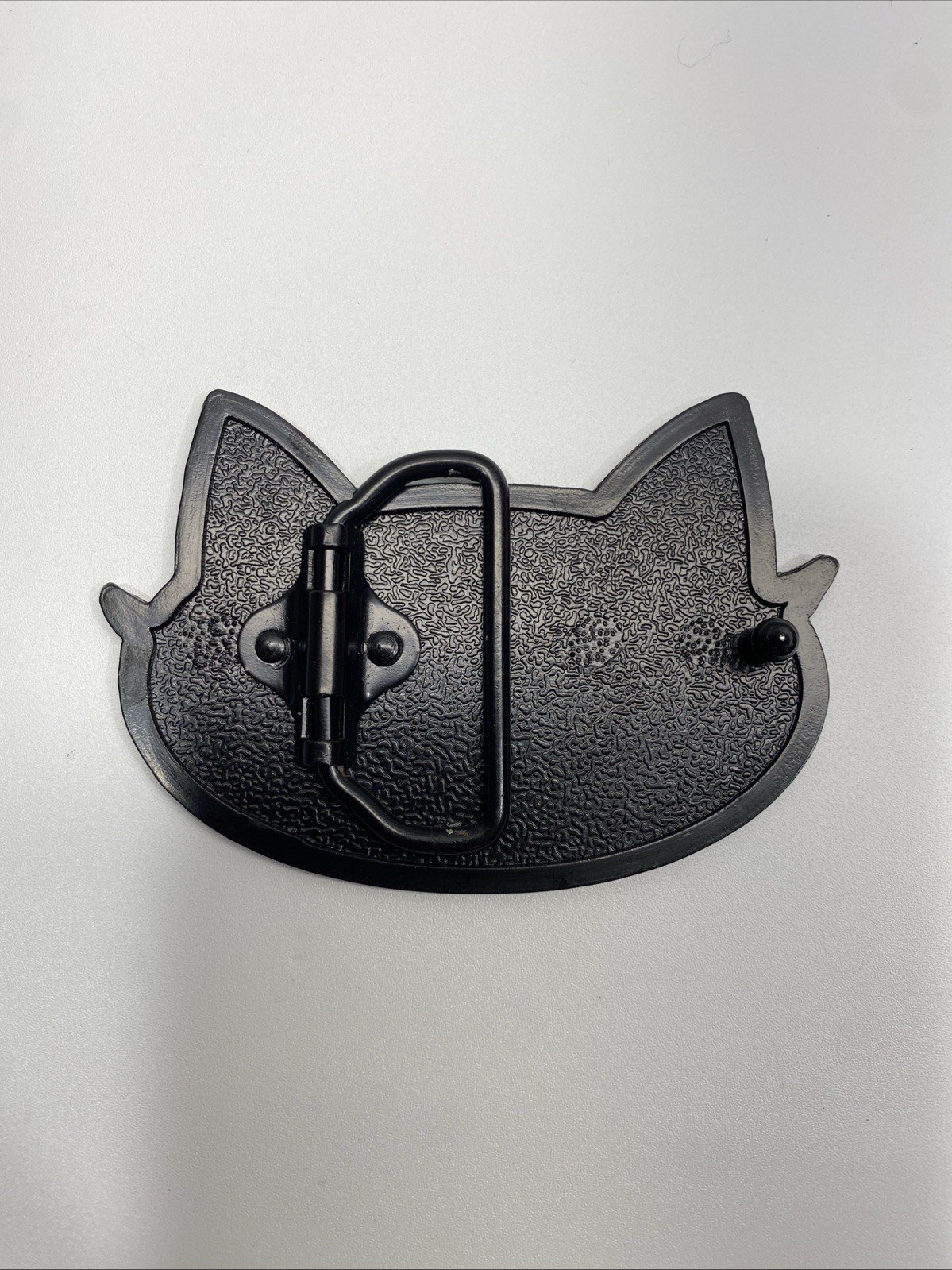 Vintage Y2K Pink and Black Enamel Cat Belt Buckle (3.5in x 2.25in) New Old Stock