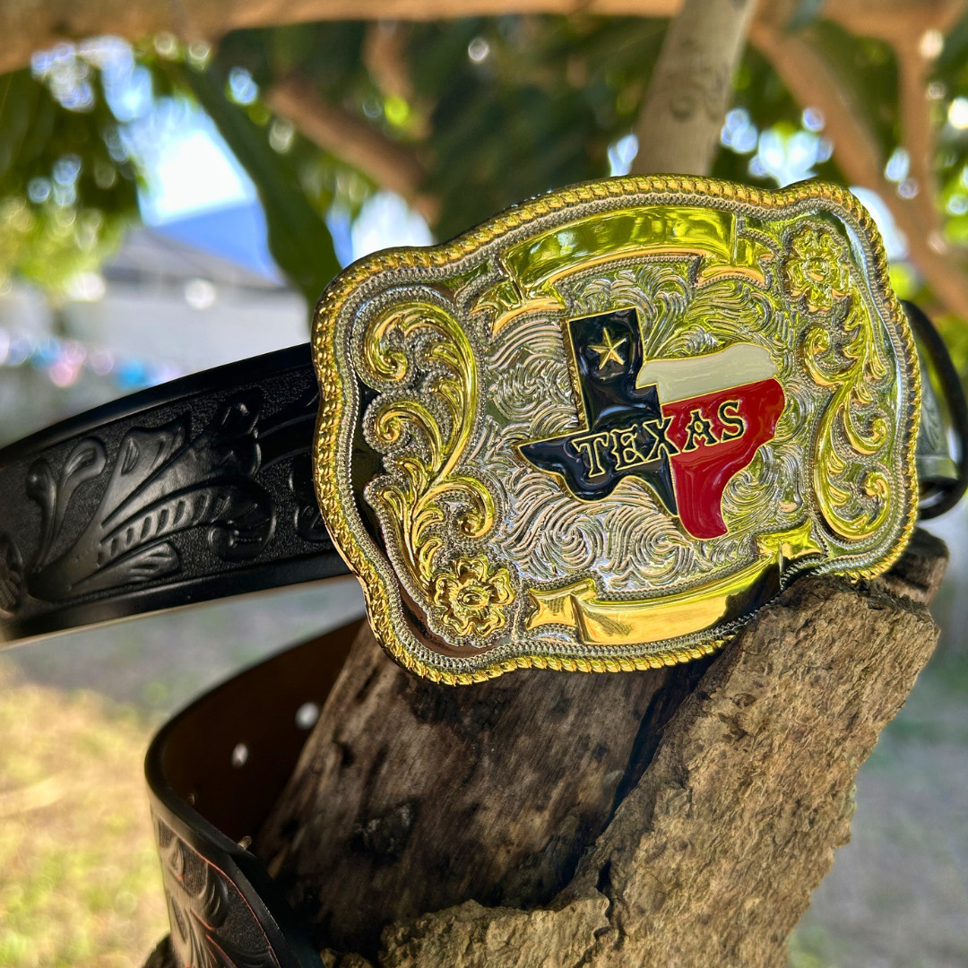 Texas State Map Western Belt Buckle – Lone Star Hebilla Vaquera