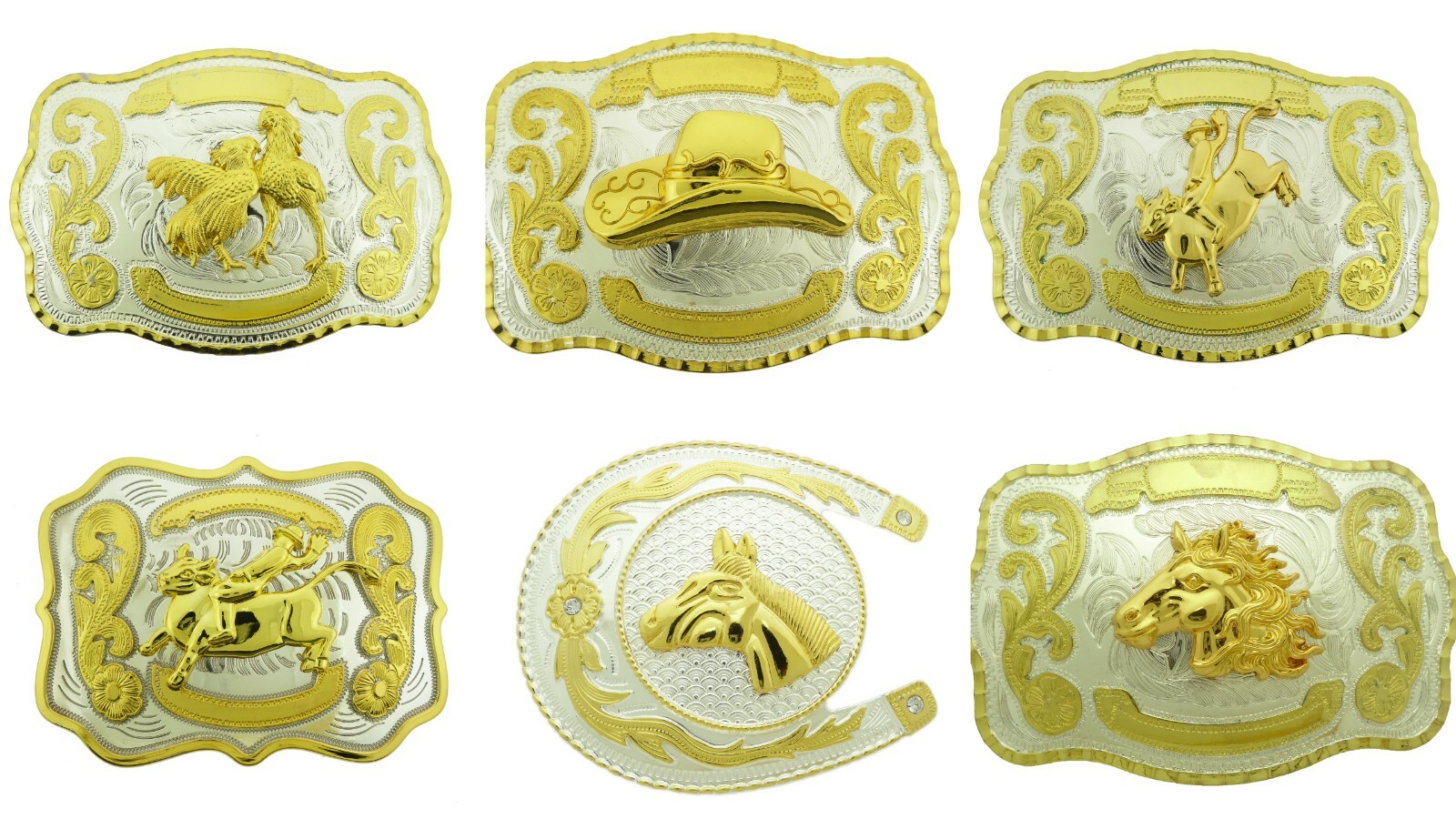 New Men Women Western Cowboy Cowgirl Rodeo Style Belt Buckles Gold Silver Metal