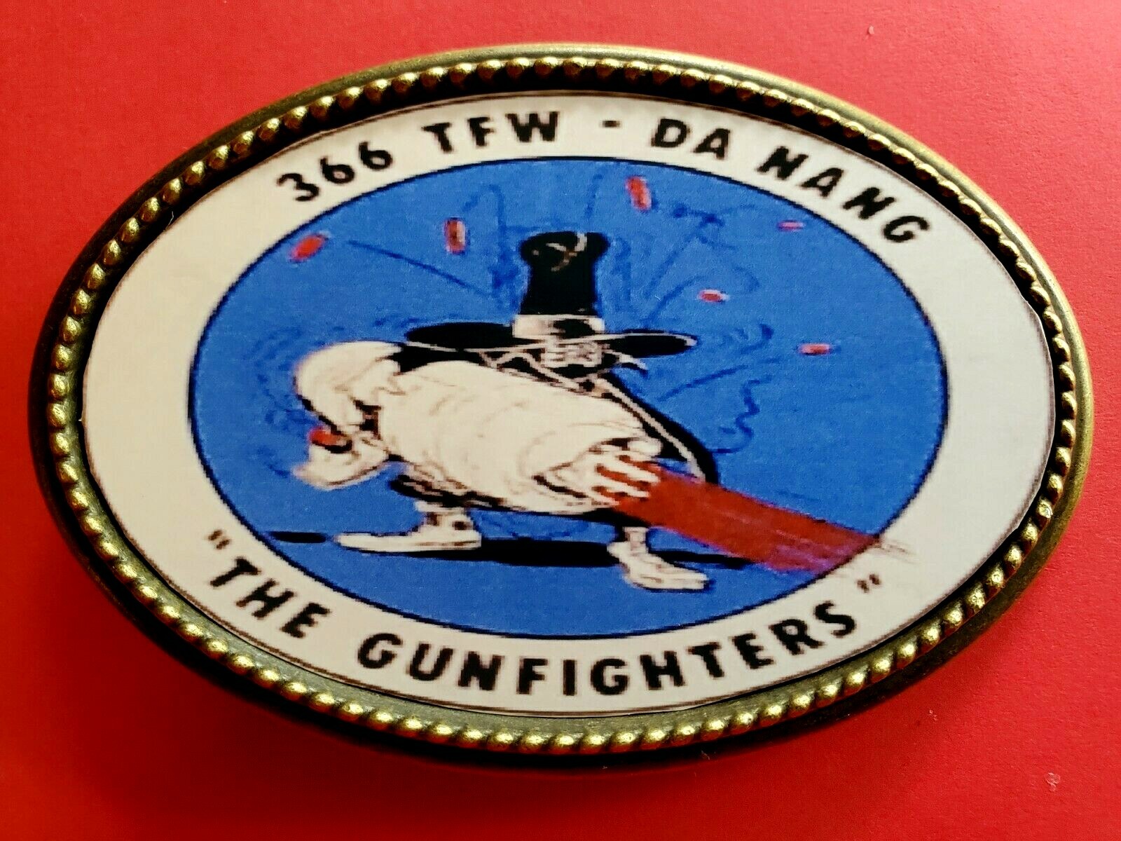 Vietnam Veteran 366 THE GUNFIGHTERS Epoxy Photo Belt Buckle