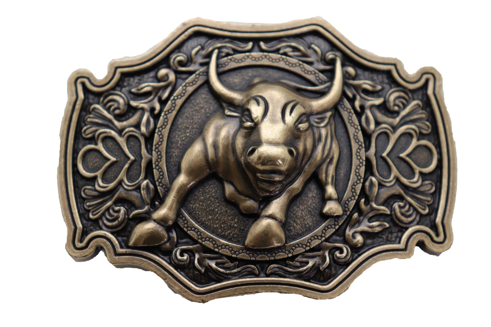 Men Gold Metal Belt Buckle Cowboys Western Fashion Bull Rodeo Filigree Unisex