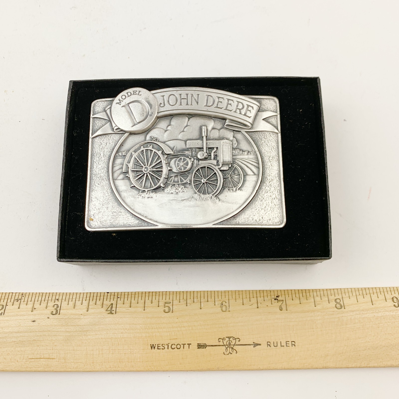 John Deere 1988 Model D Tractor Moline Illinois Metal Rectangle Belt Buckle