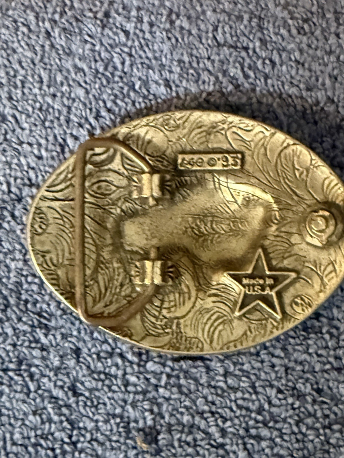 Vintage EGE American Bison Pewter Belt Buckle Buffalo 1993 Made In USA