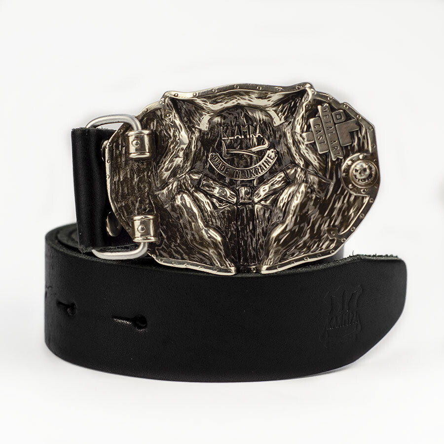 Runic Wolf german silver belt buckle, Scandinavian Old Norse Celtic werewolf