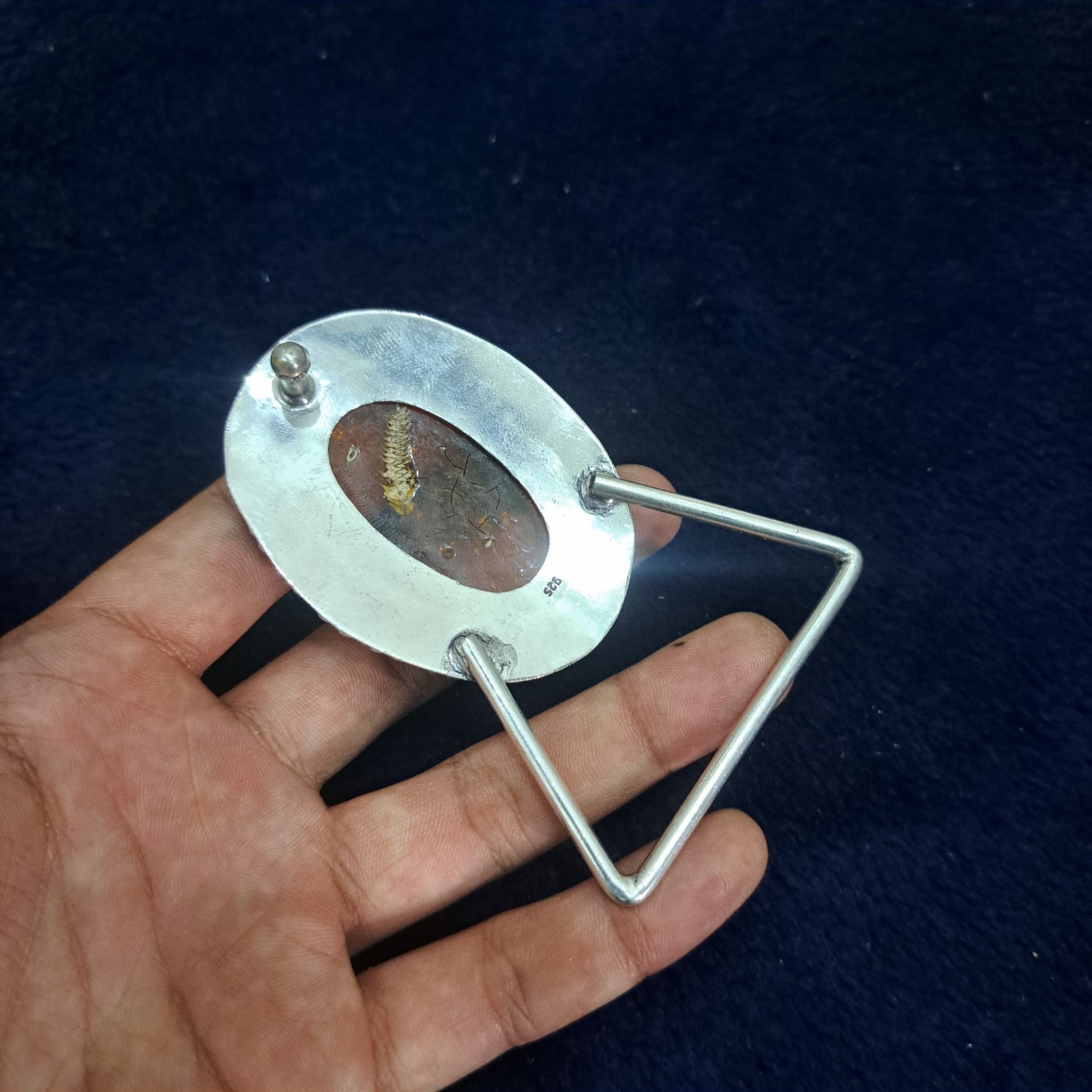 Golden Mother of Pearl Belt Buckle – Silver Plated Filigree Setting, Handmade