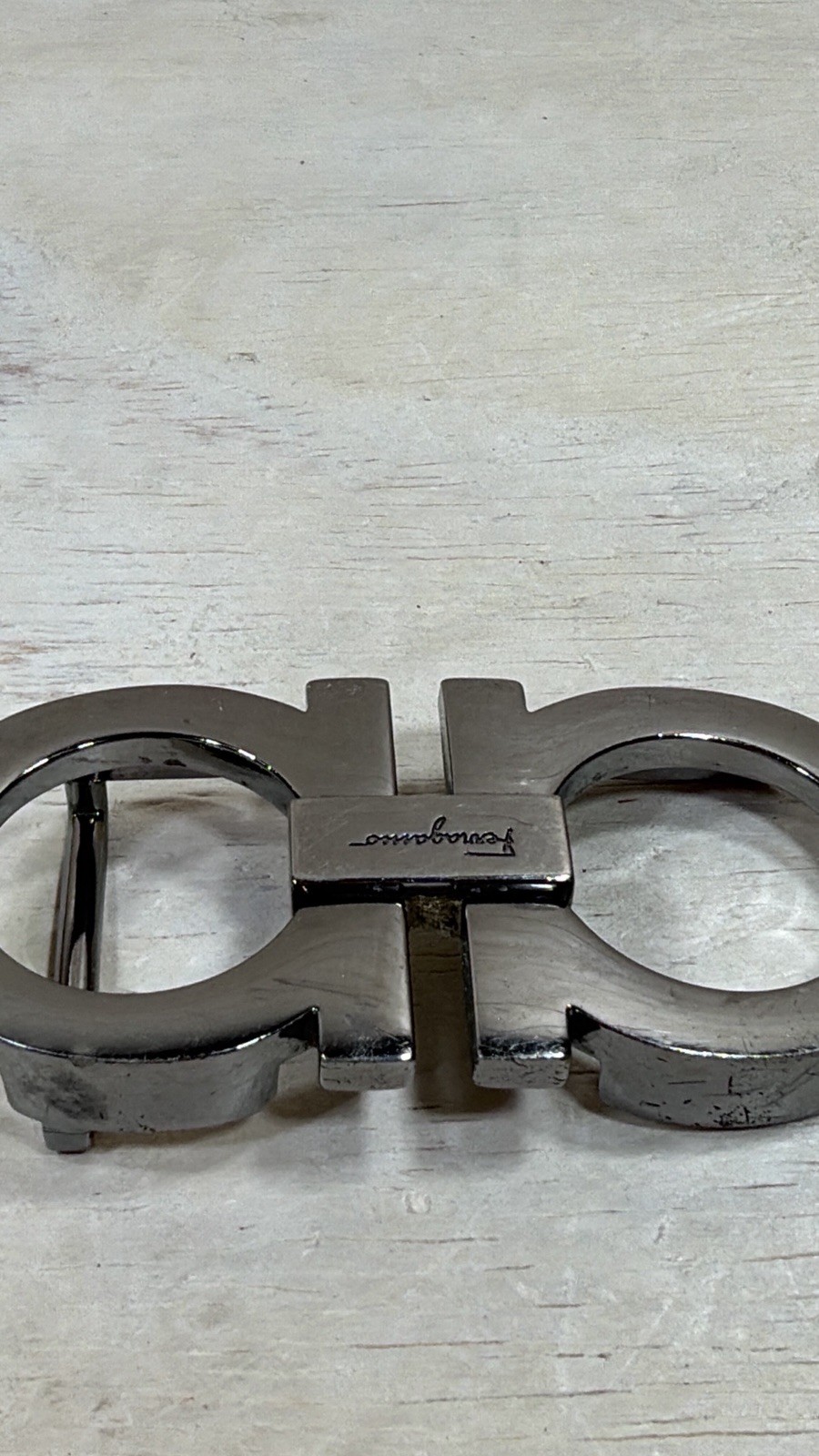 Ferragamo Gancini Silver Double Ring Belt Buckle Made in Italy Buckle Only
