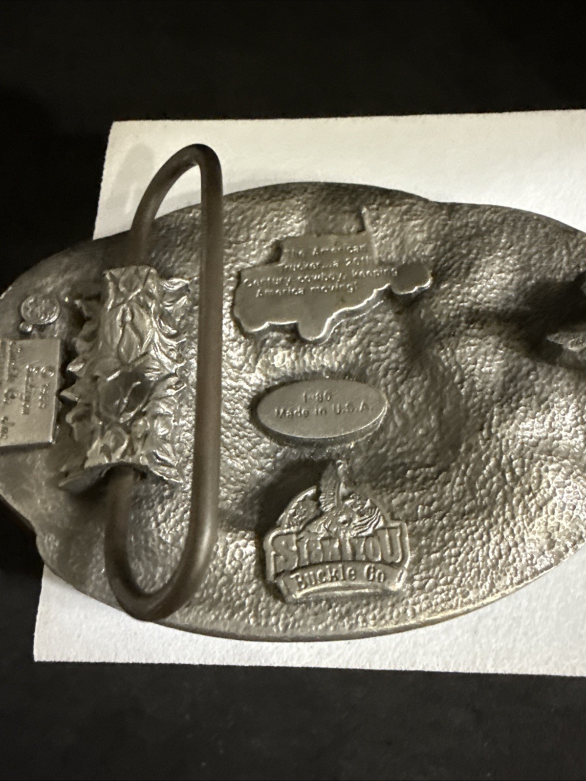 Vintage American Trucker 1998 Pewter Belt Buckle Siskiyou Semi Truck Eagle USA