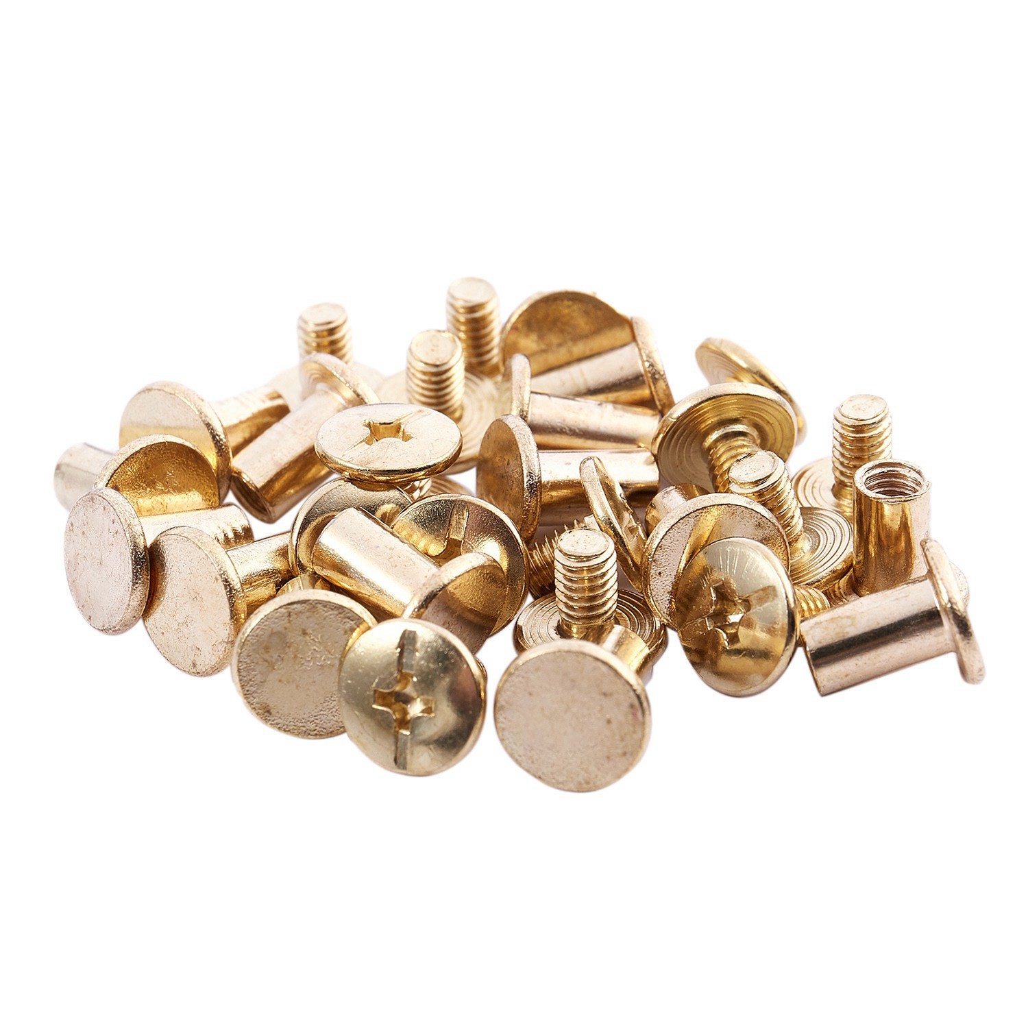 2x(15pcs 5mmx8mm brass plated binding Chicago screw for wallet 6318
