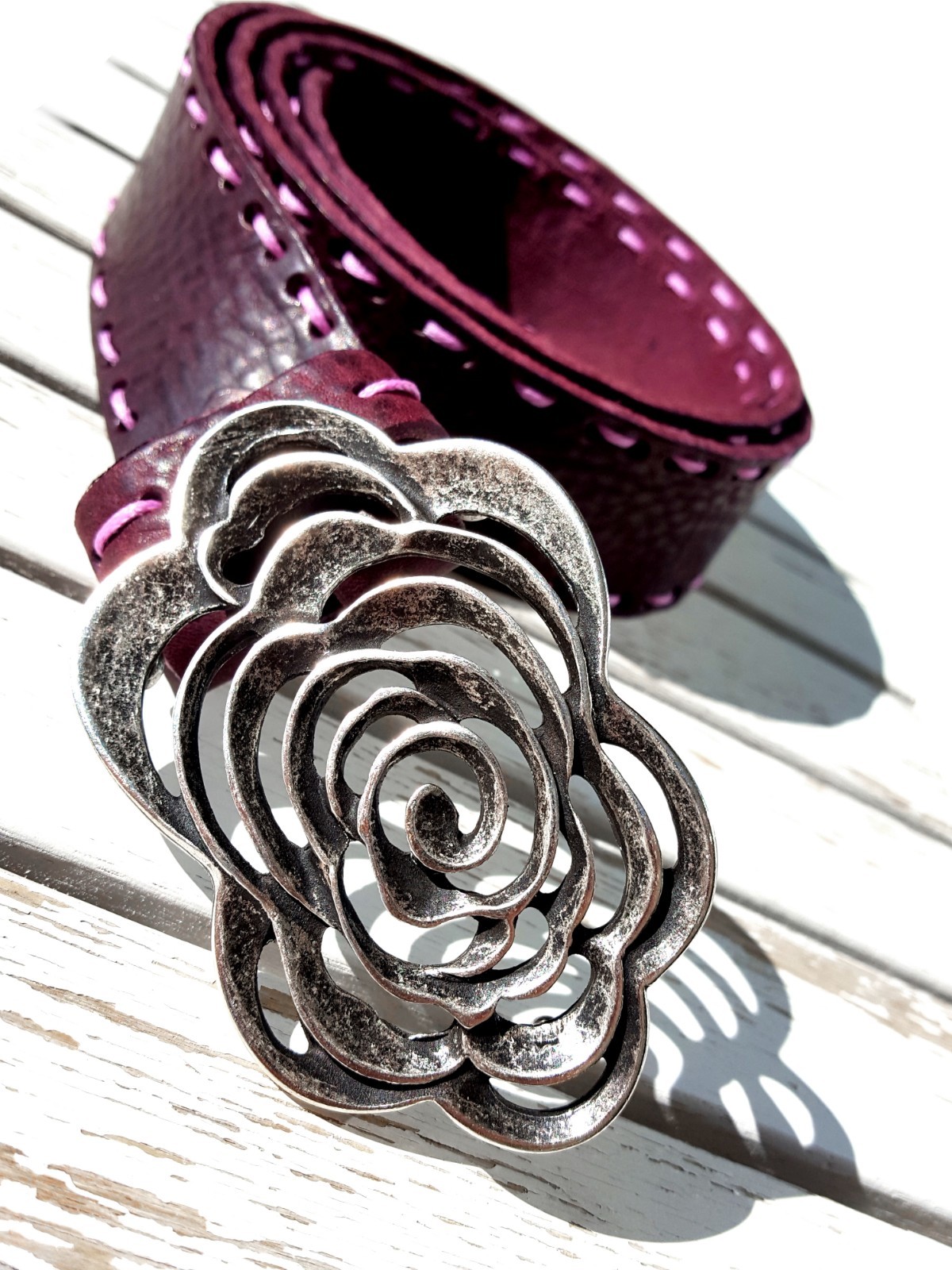 Belt buckle flower rose silver flowers removable belt buckle buckle 4 cm