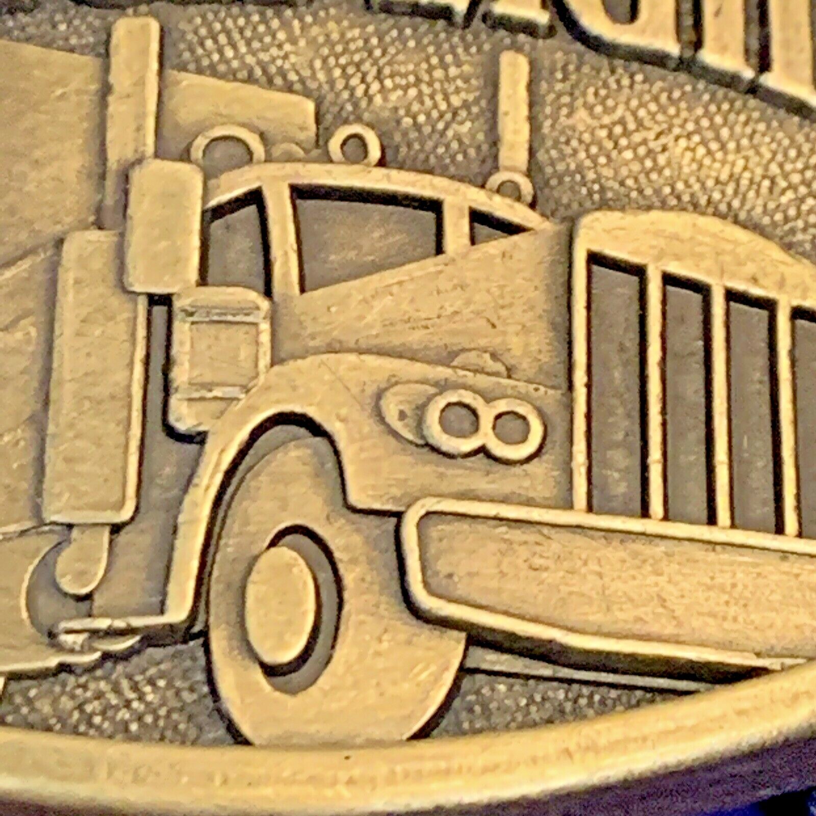 VINTAGE 1970s RALEIGH LIGHTS Metal Belt Buckle Tobacco Cigarette Ad SEMI TRUCK