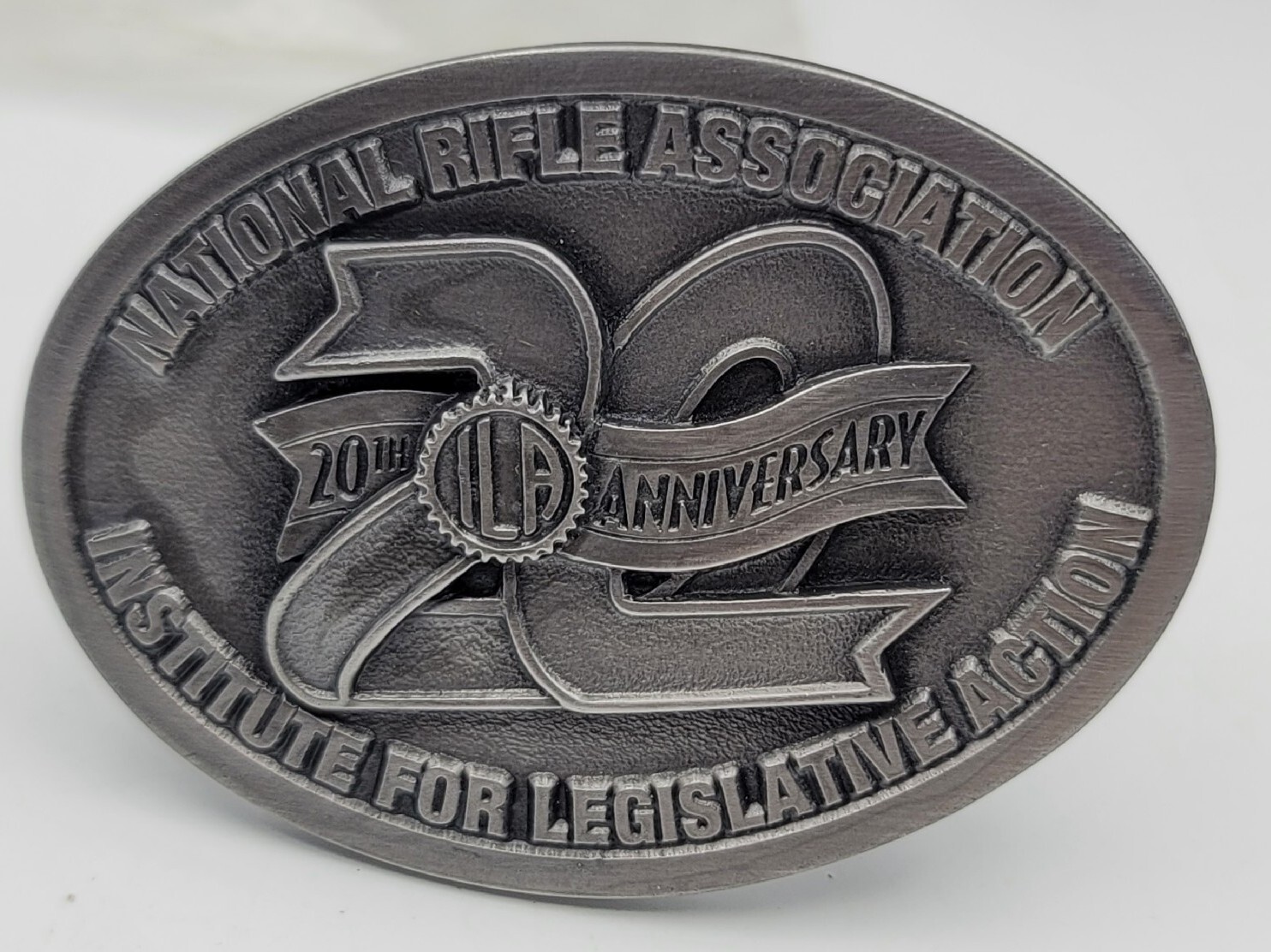 Vtg Belt Buckle Gun NRA ILA 20th Anniversary 3d Lion Shape Chape & Prong NEW