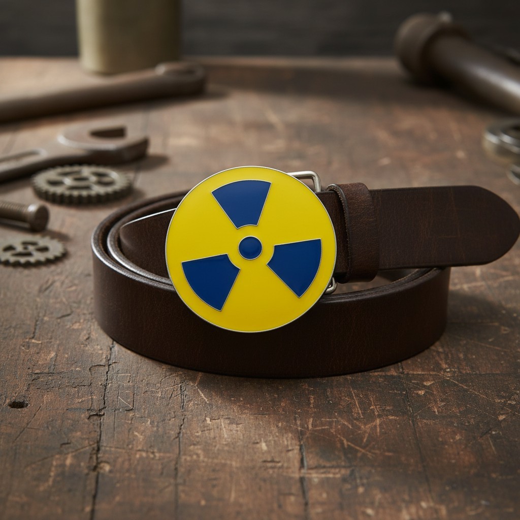 Unisex Fashion Belt Buckle Silver Metal Yellow Nuke Bomb Nuclear Animation Anime