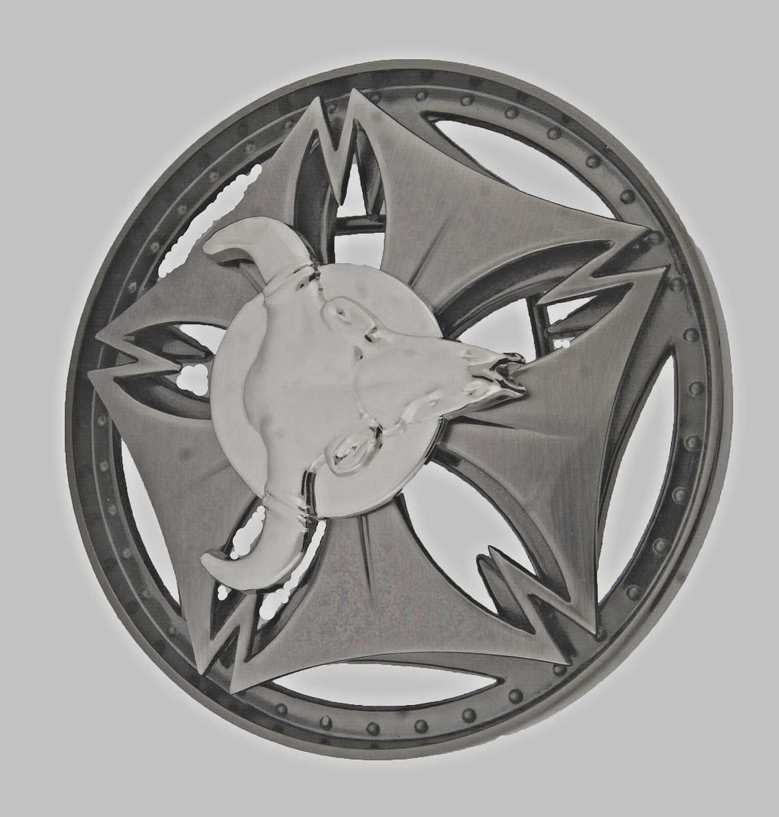 Bull Longhorn Belt Buckles Silver Gunmetal Vintage Spinner Western Cowboy Rodeo