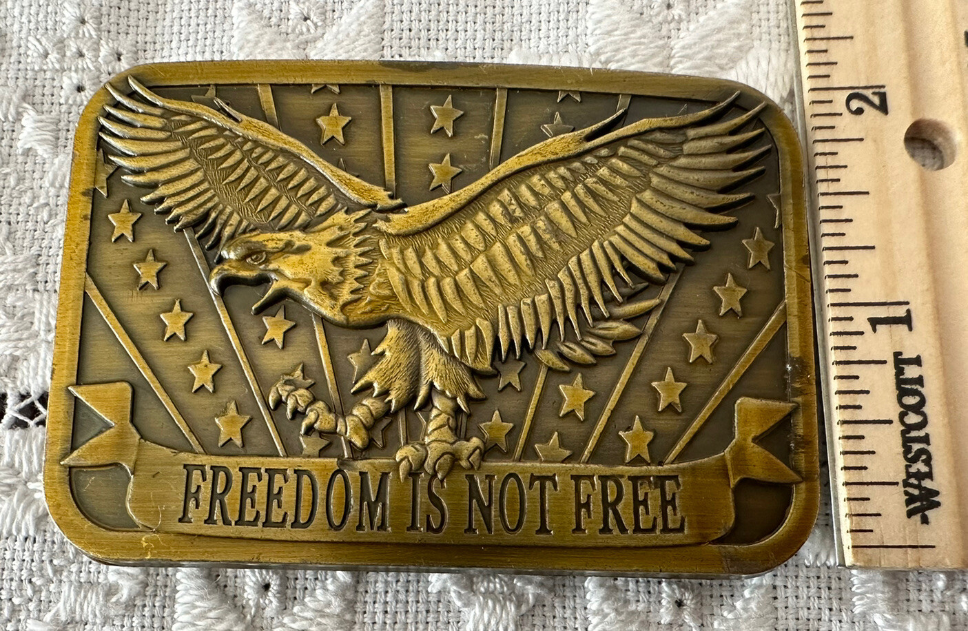Freedom Is Not Free Brass Belt Buckle By Sponsor 2014