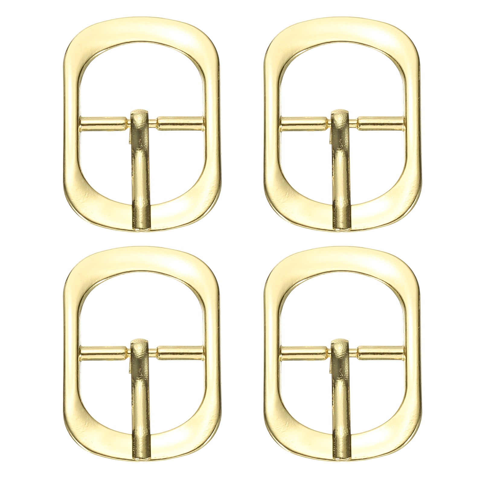 4 Pcs 0.8 Inch Single Prong Buckle Oval Center Bar Buckle, Gold Tone