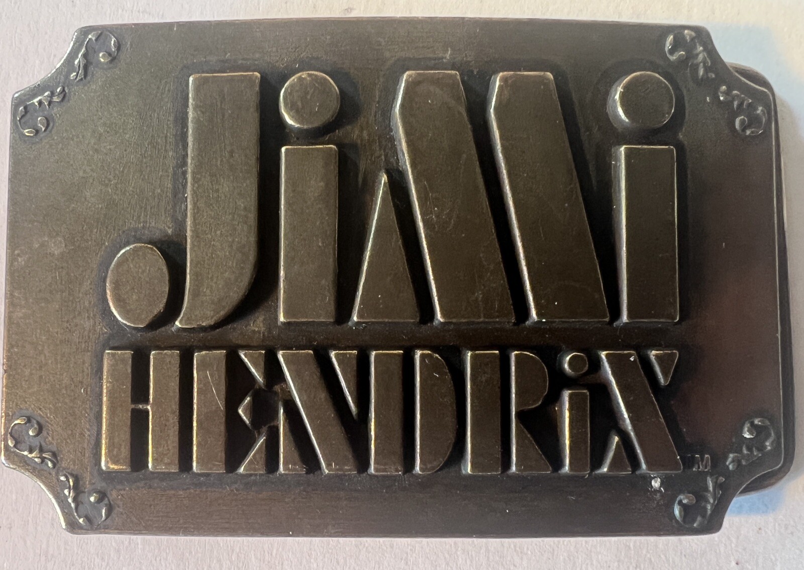 Jimi Hendrix Collectible Belt Buckle Authentic 4&Prime; x 3&Prime; Vintage Bronze