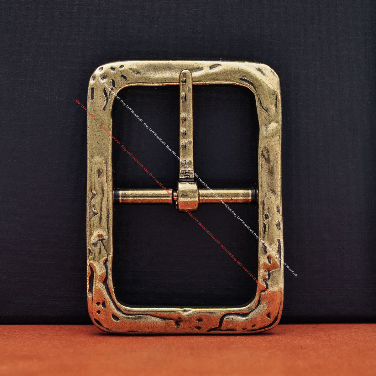 Emboss Bling Brass Rectangle Leathercraft Center Bar Belt Buckle Fit 40mm Strap